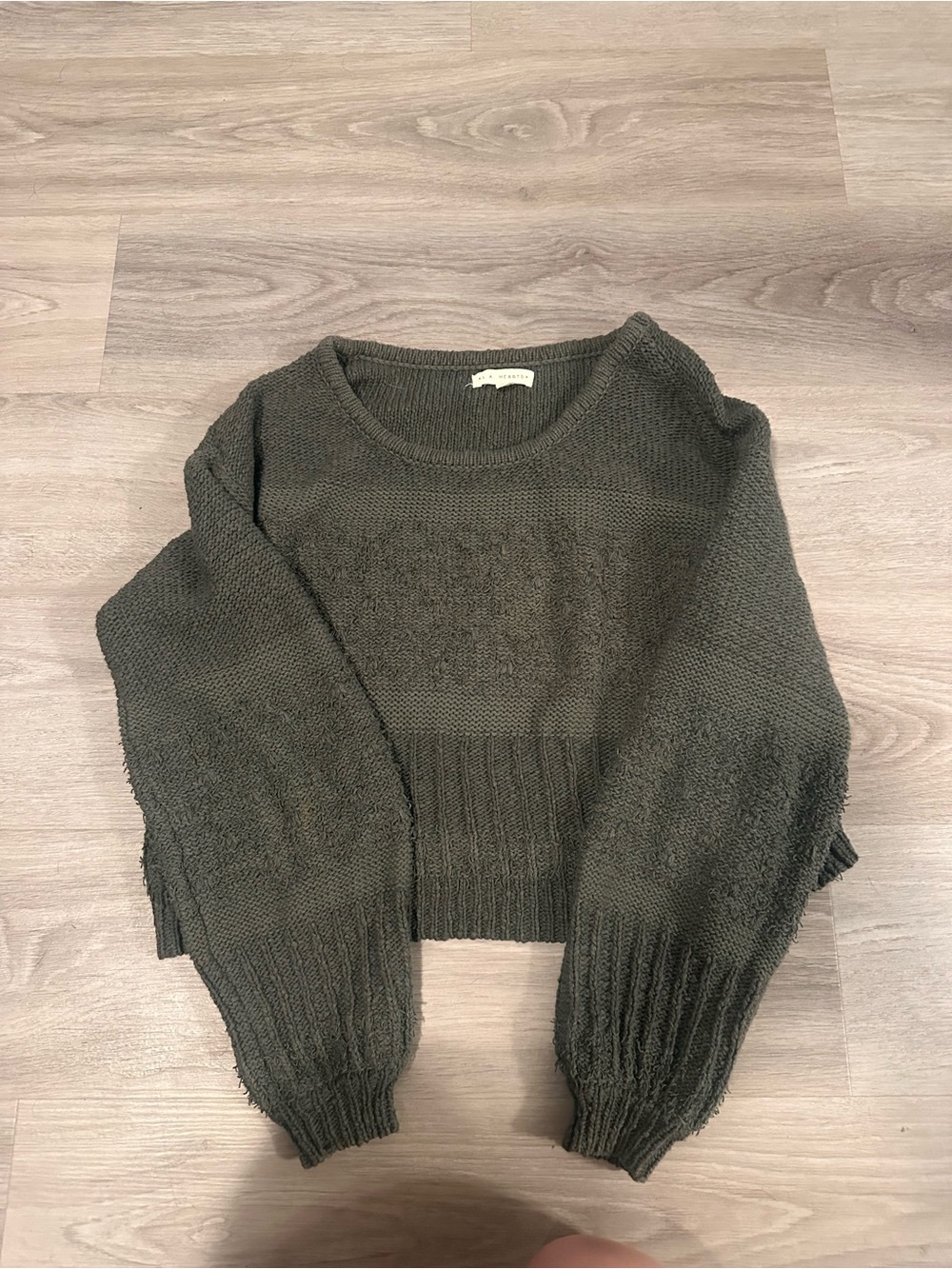 La Hearts Olive Green Scoop Neck Knit Sweater